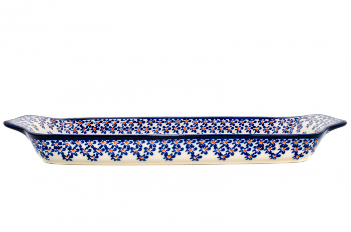 Platou dreptunghiular pentru servire Blue Field, ceramica smaltuita, pictat manual, 14,8 x 33,4 cm [8]