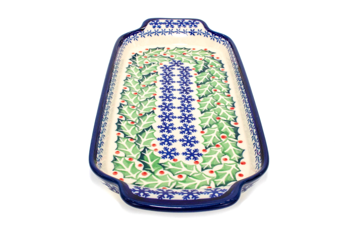 Platou dreptunghiular pentru servire Mistletoe, ceramica smaltuita, pictat manual, 14,8 x 33,4 cm [2]