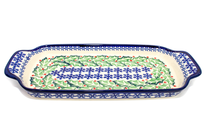 Platou dreptunghiular pentru servire Mistletoe, ceramica smaltuita, pictat manual, 14,8 x 33,4 cm [3]