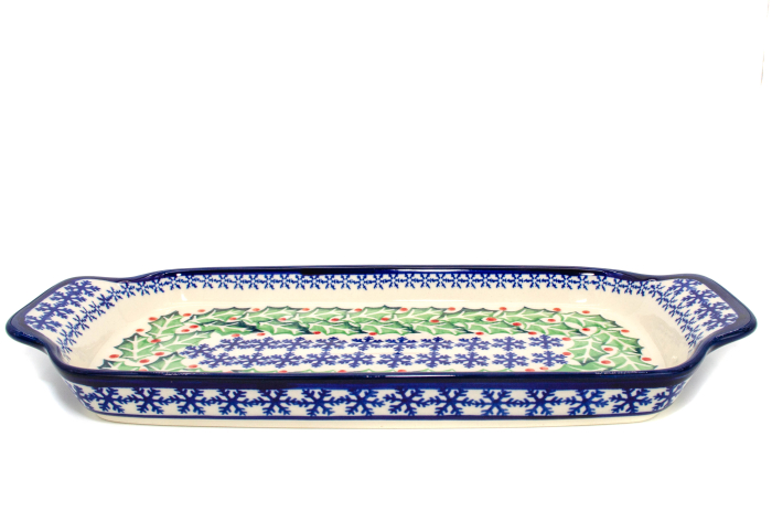 Platou dreptunghiular pentru servire Mistletoe, ceramica smaltuita, pictat manual, 14,8 x 33,4 cm [4]