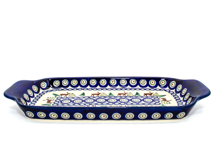 Platou dreptunghiular pentru servire Reindeer, ceramica smaltuita, pictat manual, 14,8 x 33,4 cm [5]