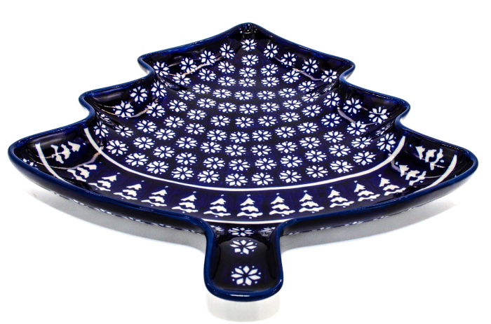 Platou in forma de brad Christmas Night, ceramica smaltuita, pictata manual, 31,50 x 27,8 cm [4]