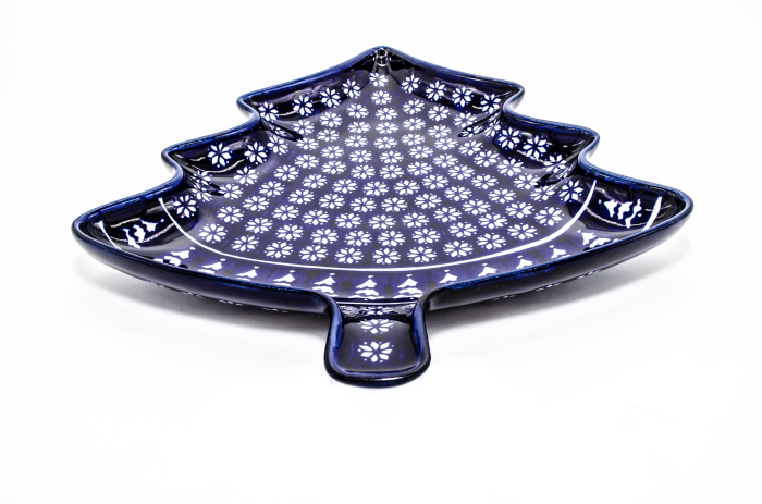 Platou in forma de brad Christmas Night, ceramica smaltuita, pictata manual, 31,50 x 27,8 cm [3]