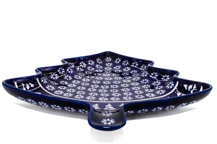 Platou in forma de brad Christmas Night, ceramica smaltuita, pictata manual, 31,50 x 27,8 cm [5]