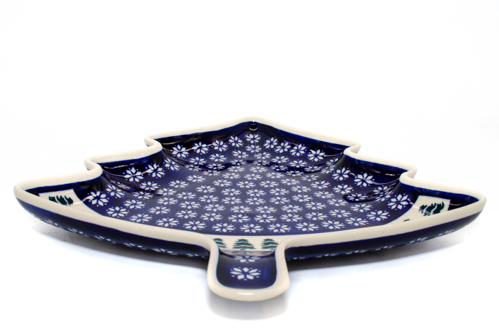 Platou in forma de brad Christmas Tree, ceramica smaltuita, pictata manual, 31,50 x 27,8 cm [4]