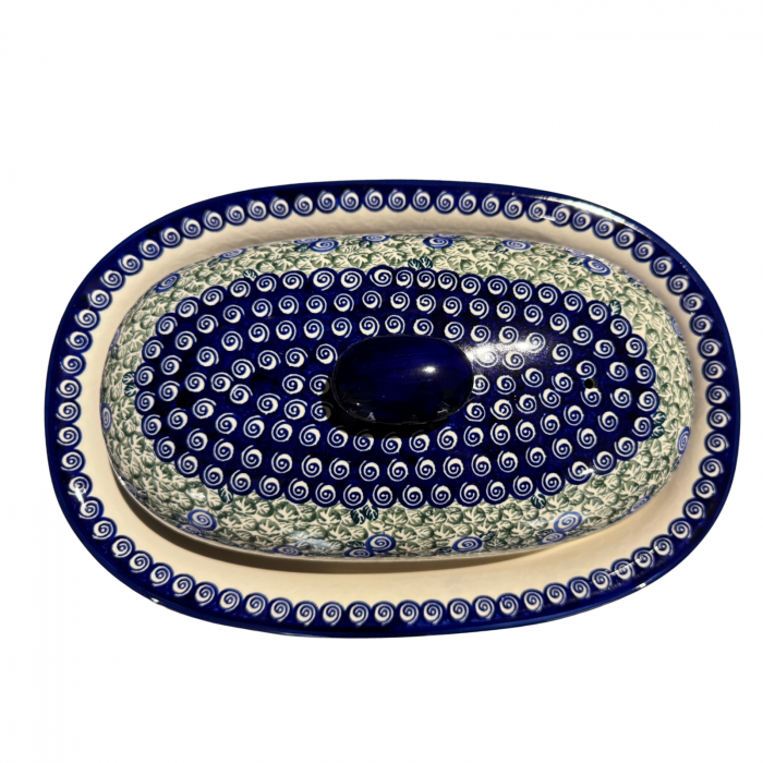 Platou oval cu capac pentru servire Garden Spirals, ceramica smaltuita, pictat manual, 13,5 x 39,5 cm [2]