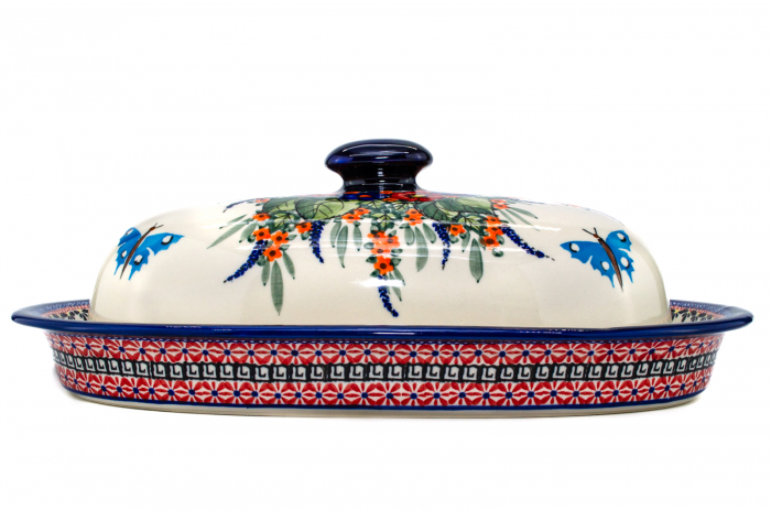 Platou oval cu capac pentru servire Poppy Fountain, ceramica smaltuita, pictat manual, 13,5 x 39,5 cm [8]