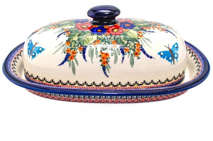 Platou oval cu capac pentru servire Poppy Fountain, ceramica smaltuita, pictat manual, 13,5 x 39,5 cm [6]