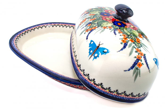 Platou oval cu capac pentru servire Poppy Fountain, ceramica smaltuita, pictat manual, 13,5 x 39,5 cm [3]