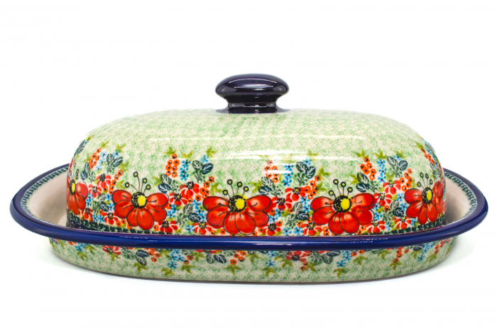 Platou oval cu capac pentru servire Mother’s Garden, ceramica smaltuita, pictat manual, 13,5 x 39,5 cm [5]