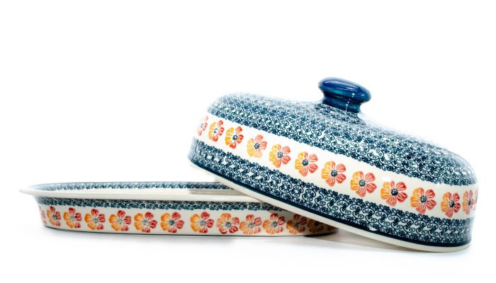 Platou oval cu capac pentru servire Poppy Rain, ceramica smaltuita, pictat manual, 13,5 x 39,5 cm [4]