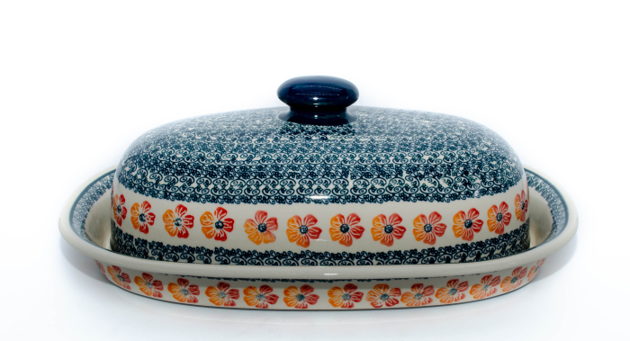 Platou oval cu capac pentru servire Poppy Rain, ceramica smaltuita, pictat manual, 13,5 x 39,5 cm [6]