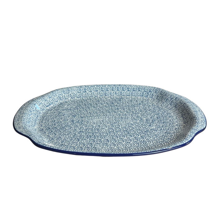 Platou oval, lung, cu manere pentru servire Blue Sea, ceramica smaltuita, pictat manual, 27,0 x 39,0 cm [2]