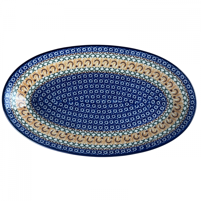 Platou oval, lung, pentru servire Morning Sunrise, ceramica smaltuita, pictat manual, 22,0 x 37,5 cm [3]