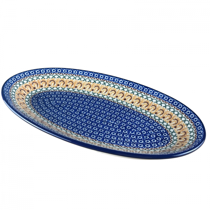 Platou oval, lung, pentru servire Morning Sunrise, ceramica smaltuita, pictat manual, 22,0 x 37,5 cm [2]