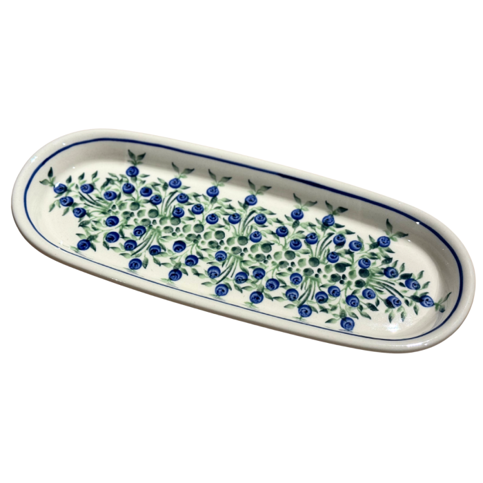 Platou oval pentru servire Berries ceramica smaltuita, pictat manual, 11,1 x 28,3 cm [6]