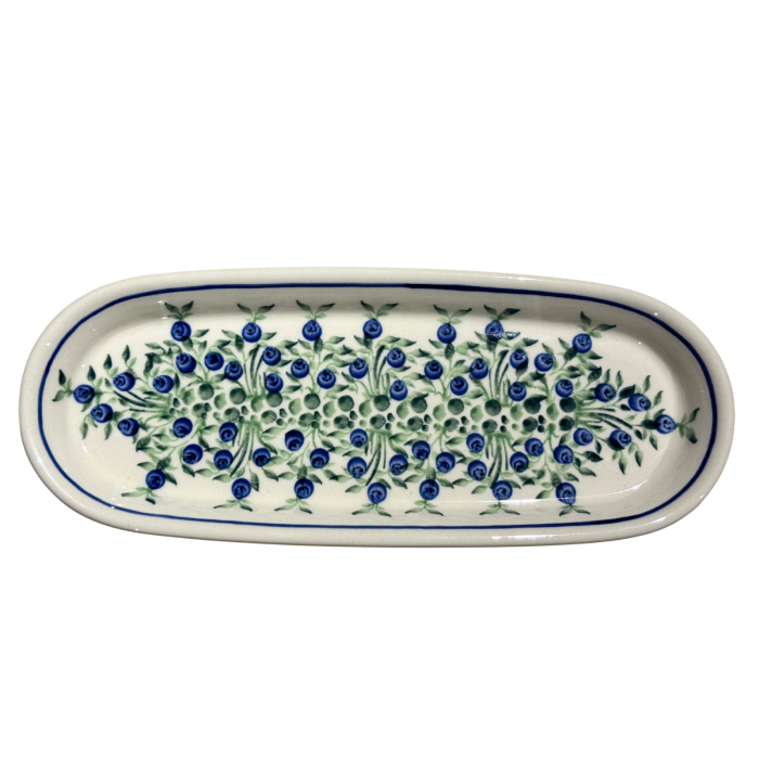 Platou oval pentru servire Berries ceramica smaltuita, pictat manual, 11,1 x 28,3 cm [5]
