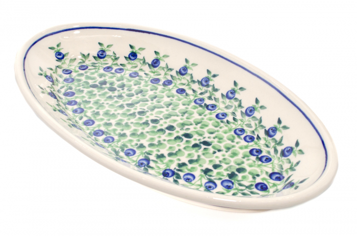 Platou oval pentru servire Berries, ceramica smaltuita, pictat manual, 15,7 x 27,0 cm [3]
