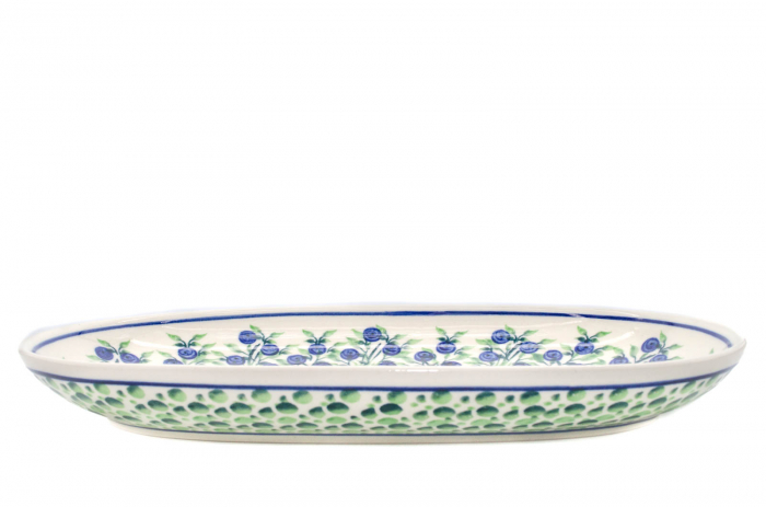 Platou oval pentru servire Berries, ceramica smaltuita, pictat manual, 16,8 x 27,3 cm [3]