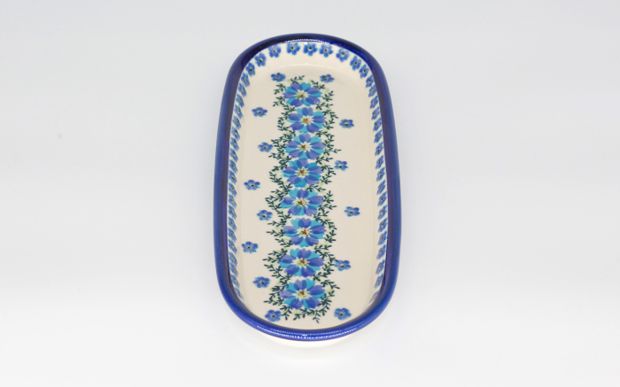 Platou oval pentru servire Blue Dream, ceramica smaltuita, pictat manual, 11,1 x 28,3 cm [3]
