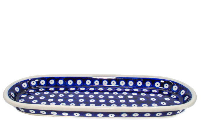 Platou oval pentru servire Blue Eyes, ceramica smaltuita, pictat manual, 11,1 x 28,3 cm [5]