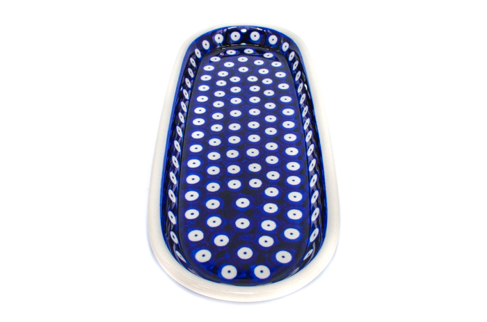 Platou oval pentru servire Blue Eyes, ceramica smaltuita, pictat manual, 11,1 x 28,3 cm [7]