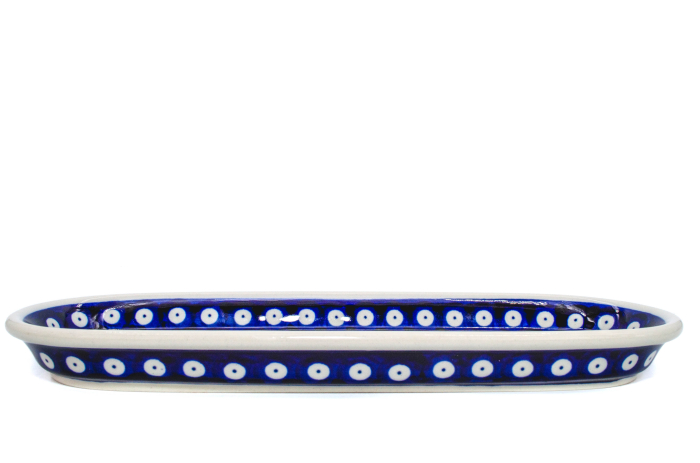 Platou oval pentru servire Blue Eyes, ceramica smaltuita, pictat manual, 11,1 x 28,3 cm [3]