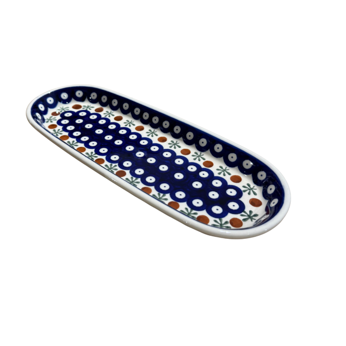 Platou oval pentru servire Blue Eyes Festive, ceramica smaltuita, pictat manual, 11,1 x 28,3 cm [8]
