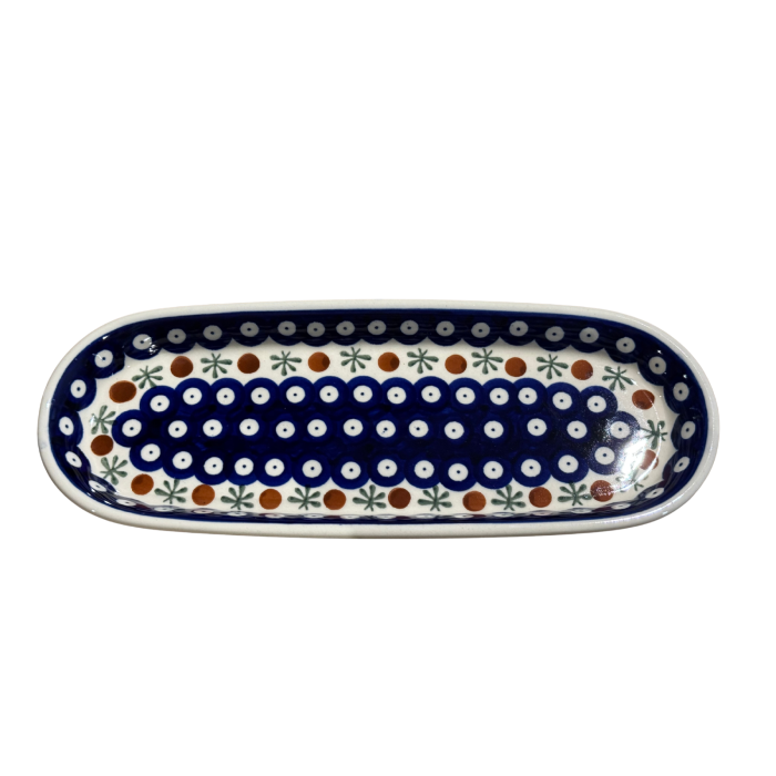 Platou oval pentru servire Blue Eyes Festive, ceramica smaltuita, pictat manual, 11,1 x 28,3 cm [6]