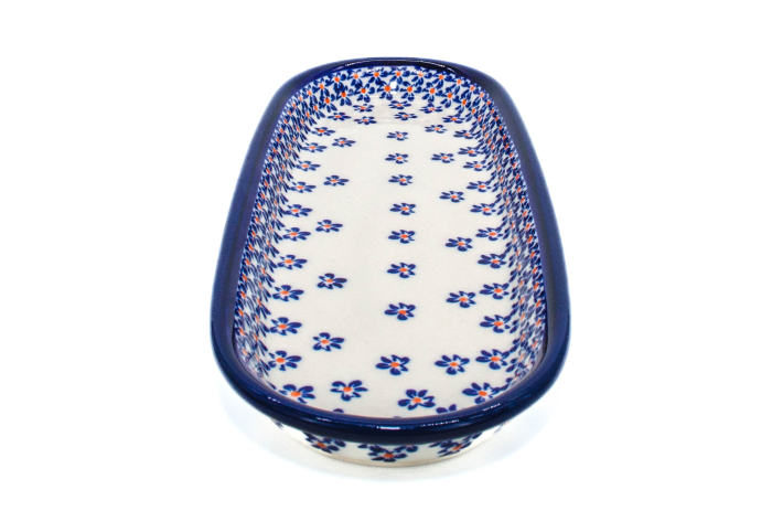 Platou oval pentru servire Blue Field, ceramica smaltuita, pictat manual, 11,1 x 28,3 cm [5]