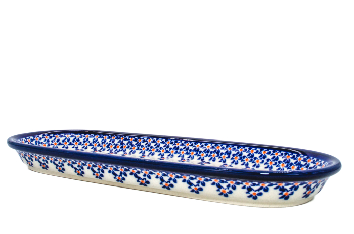 Platou oval pentru servire Blue Field, ceramica smaltuita, pictat manual, 11,1 x 28,3 cm [8]