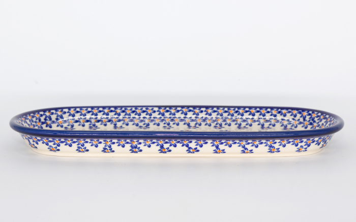 Platou oval pentru servire Blue Field, ceramica smaltuita, pictat manual, 11,1 x 28,3 cm [4]