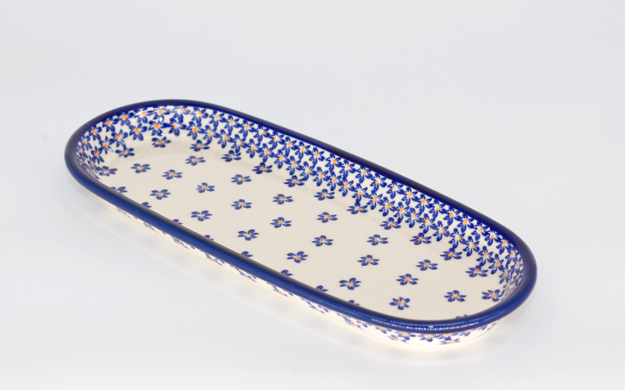Platou oval pentru servire Blue Field, ceramica smaltuita, pictat manual, 11,1 x 28,3 cm [3]