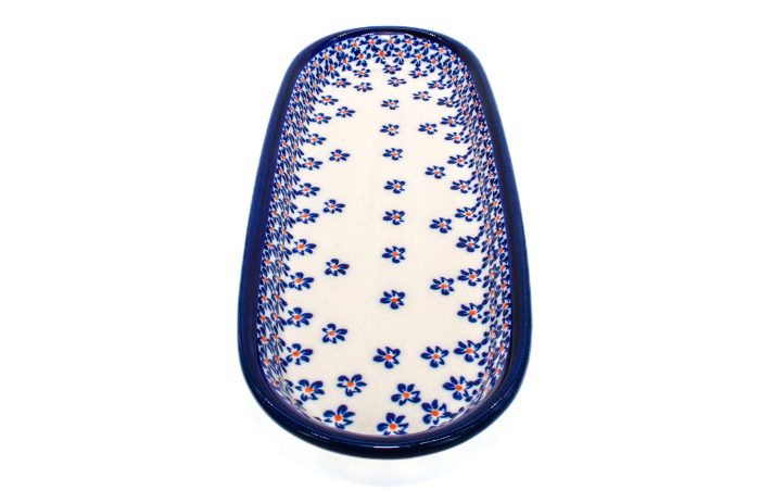 Platou oval pentru servire Blue Field, ceramica smaltuita, pictat manual, 11,1 x 28,3 cm [4]
