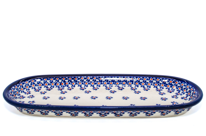 Platou oval pentru servire Blue Field, ceramica smaltuita, pictat manual, 11,1 x 28,3 cm [6]