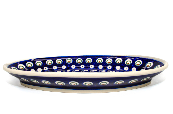 Platou oval pentru servire Blue Peacock Eyes, ceramica smaltuita, pictat manual, 15,7 x 27,0 cm [7]