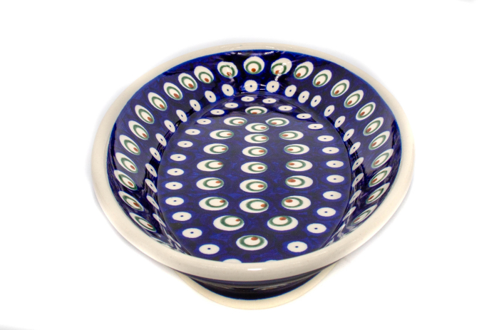 Platou oval pentru servire Blue Peacock Eyes, ceramica smaltuita, pictat manual, 15,7 x 27,0 cm [5]