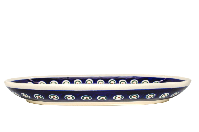 Platou oval pentru servire Blue Peacock Eyes, ceramica smaltuita, pictat manual, 16,8 x 27,3 cm [6]
