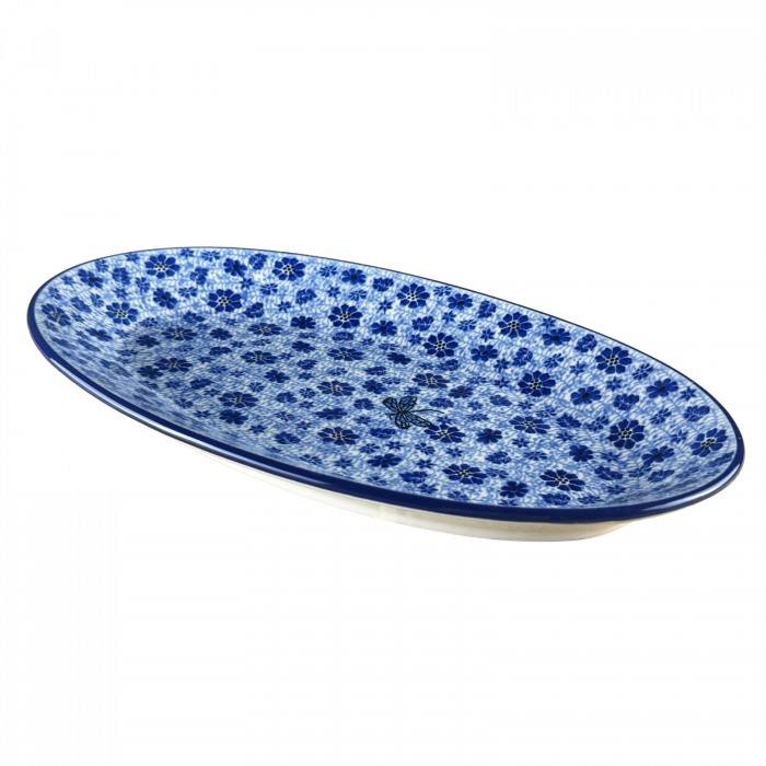 Platou oval, lung, pentru servire Butterfly Dance, ceramica smaltuita, pictat manual, 22,0 x 37,5 cm [8]
