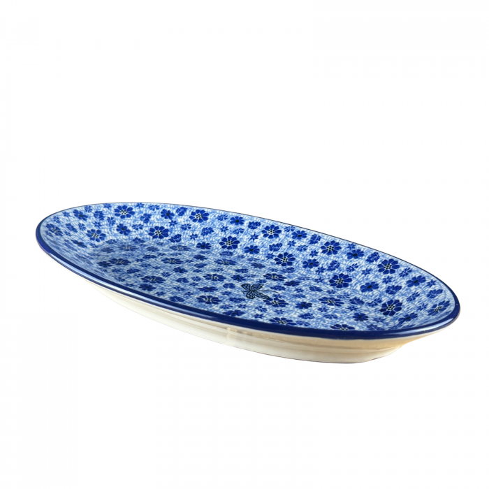 Platou oval, lung, pentru servire Butterfly Dance, ceramica smaltuita, pictat manual, 22,0 x 37,5 cm [5]