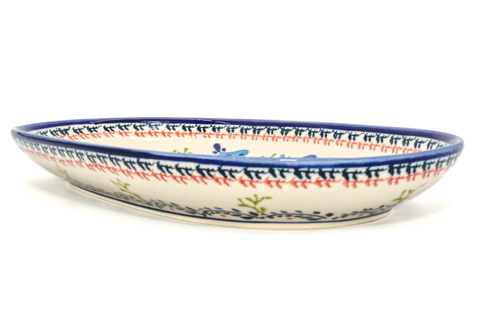 Platou oval pentru servire, ceramica smaltuita, pictat manual, 16,8 x 27,3 cm [4]