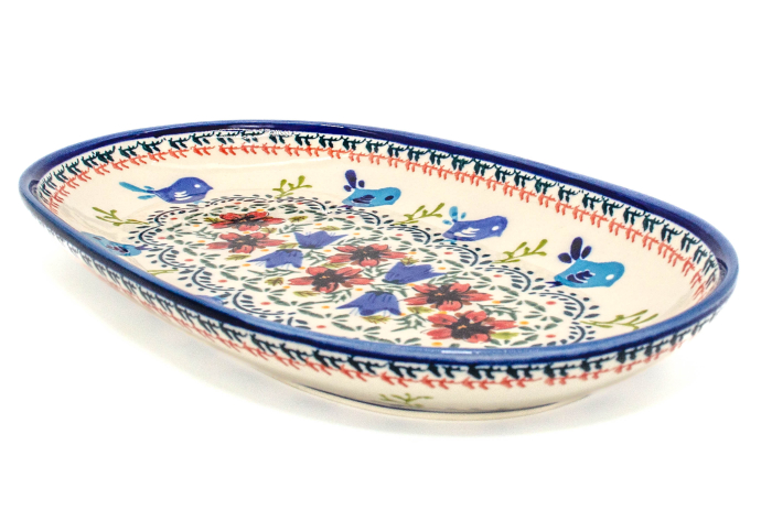 Platou oval pentru servire, ceramica smaltuita, pictat manual, 16,8 x 27,3 cm [5]