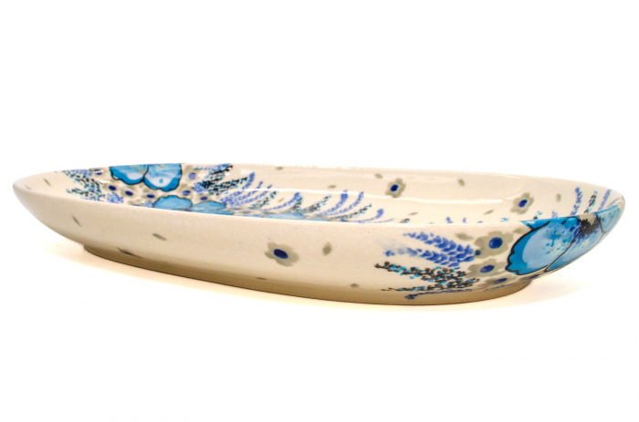Platou oval pentru servire, ceramica smaltuita, pictat manual, 16,8 x 27,3 cm [7]