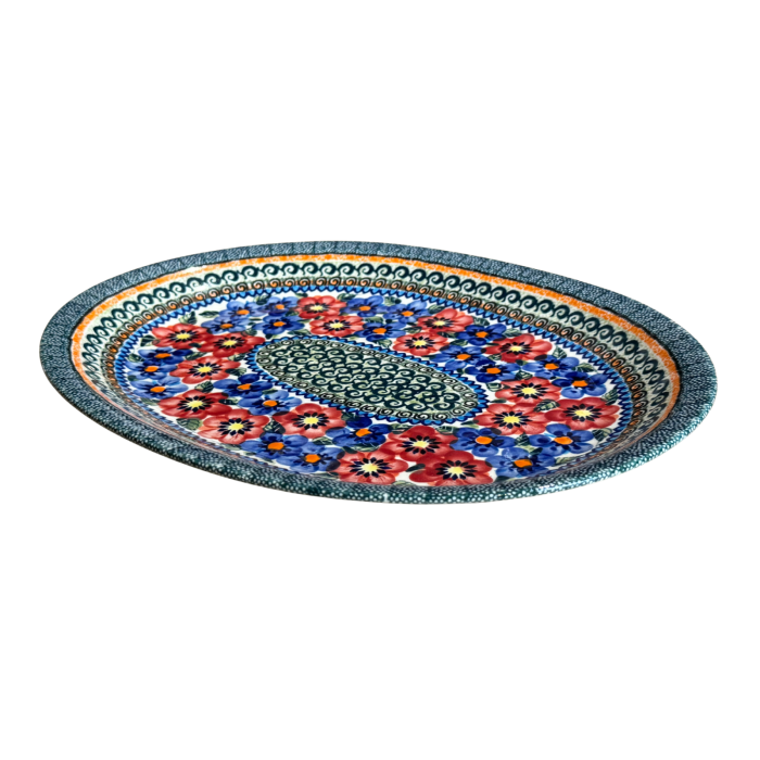 Platou oval pentru servire, Flower Serenade ceramica smaltuita, pictat manual, 26,7 x 34,0 cm [4]