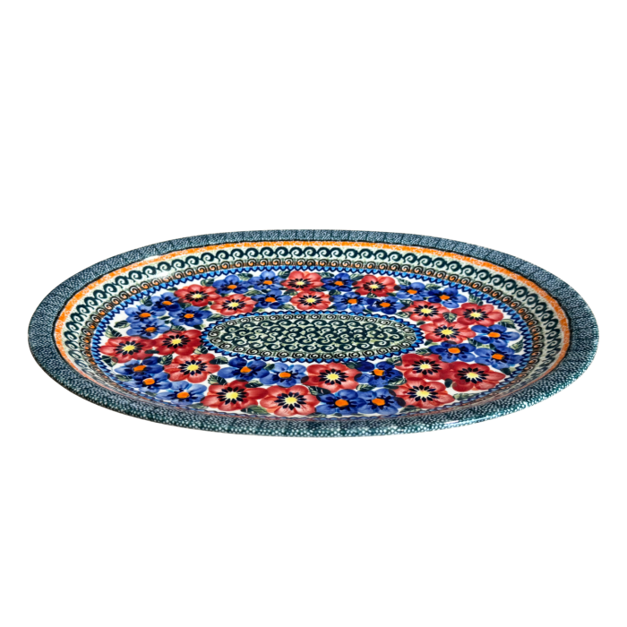 Platou oval pentru servire, Flower Serenade ceramica smaltuita, pictat manual, 26,7 x 34,0 cm [6]
