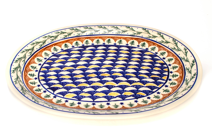 Platou oval pentru servire Festive Season, ceramica smaltuita, pictat manual, 26,7 x 34,0 cm [4]