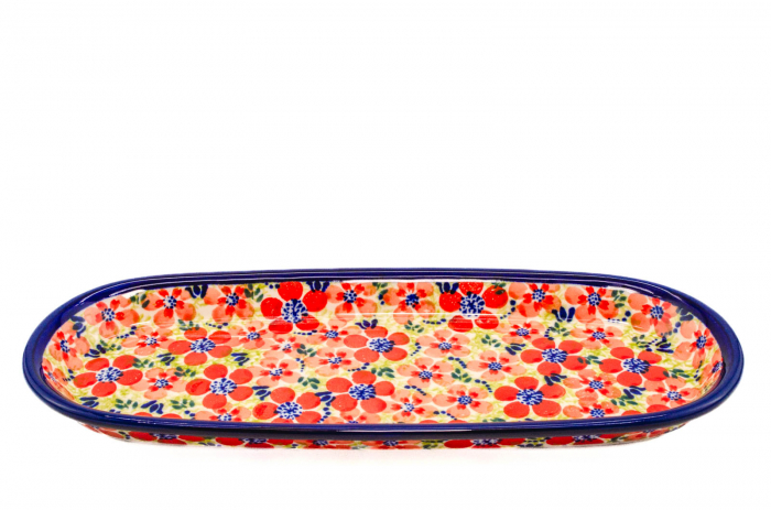 Platou oval pentru servire Fire Poppies ceramica smaltuita, pictat manual, 11,1 x 28,3 cm [5]