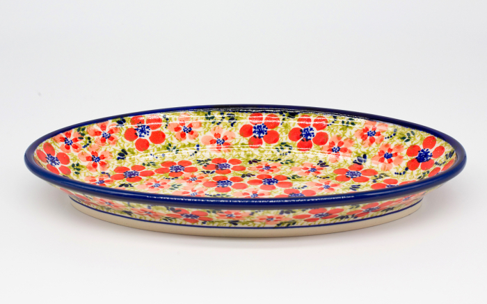 Platou oval pentru servire Fire Poppies, ceramica smaltuita, pictat manual, 15,7 x 27,0 cm [5]