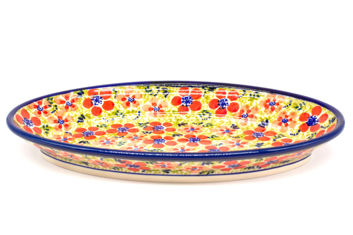 Platou oval pentru servire Fire Poppies, ceramica smaltuita, pictat manual, 15,7 x 27,0 cm [5]