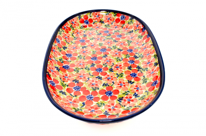 Platou oval pentru servire Fire Poppies, ceramica smaltuita, pictat manual, 16,8 x 27,3 cm [3]